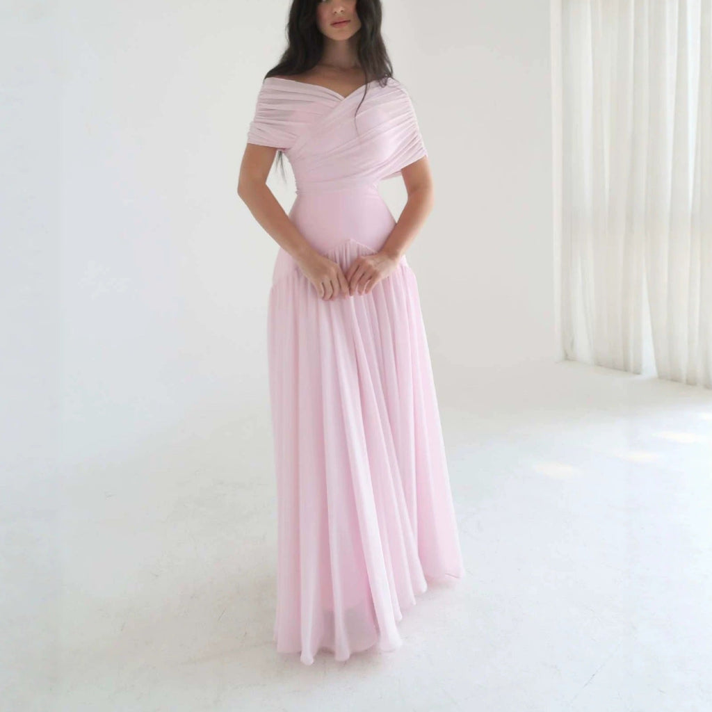 Damen Elegantes Maxikleid mit Wickeloptik und transparenten Ärmeln Shopnory
