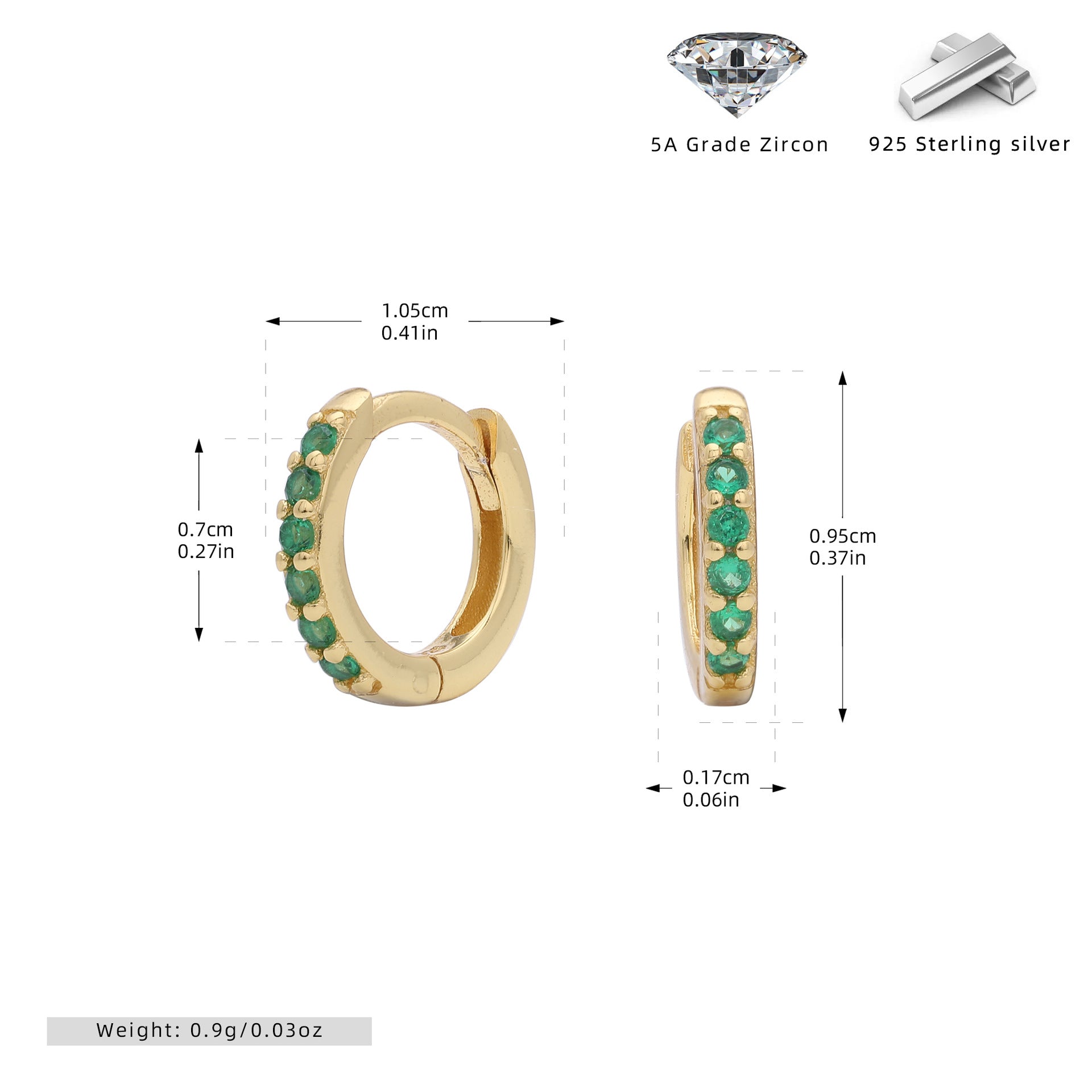 Damen Ohrcreolen mit funkelnden Zirkonsteinen aus hochwertigem 925 Sterling Silber Shop Nory