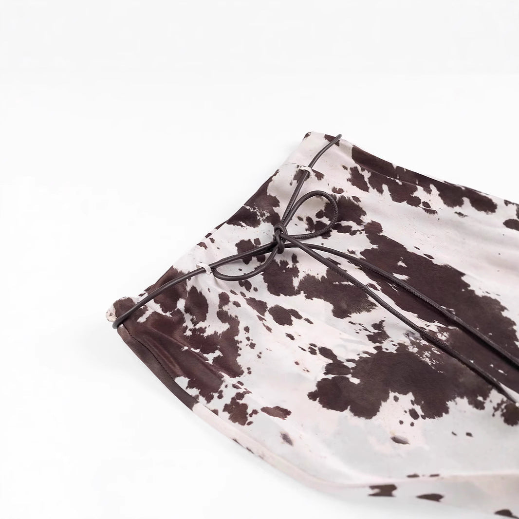 Damen Oversize-Hemdbluse mit Kuhflecken-Print, verdeckter Knopfleiste und weitem Schnitt Shop Nory