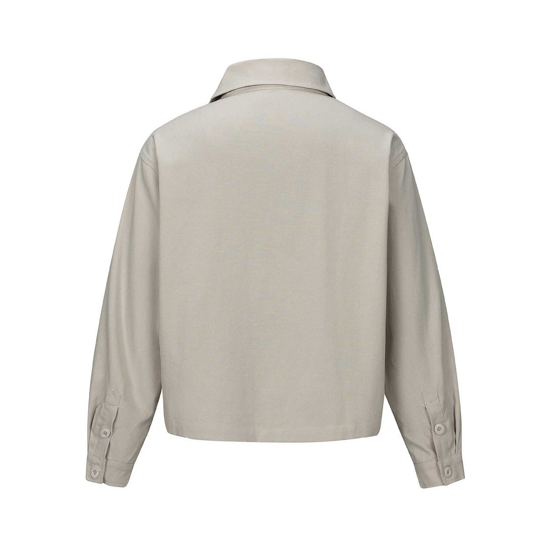 Unisex Kurz geschnittene Boxy-Hemdjacke mit durchgehender Knopfleiste und Pattentasche Shop Nory