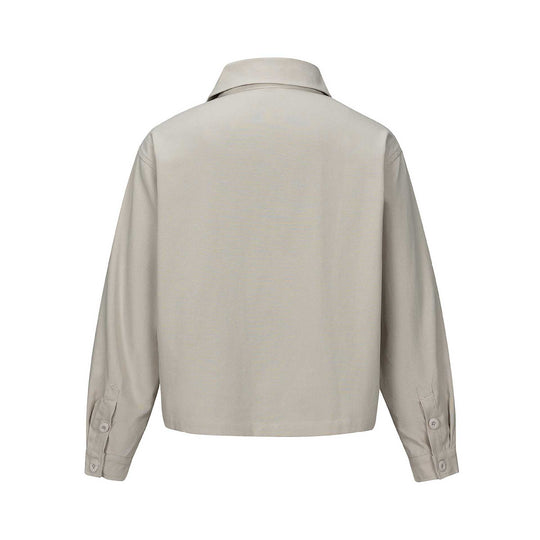 Unisex Kurz geschnittene Boxy-Hemdjacke mit durchgehender Knopfleiste und Pattentasche Shop Nory