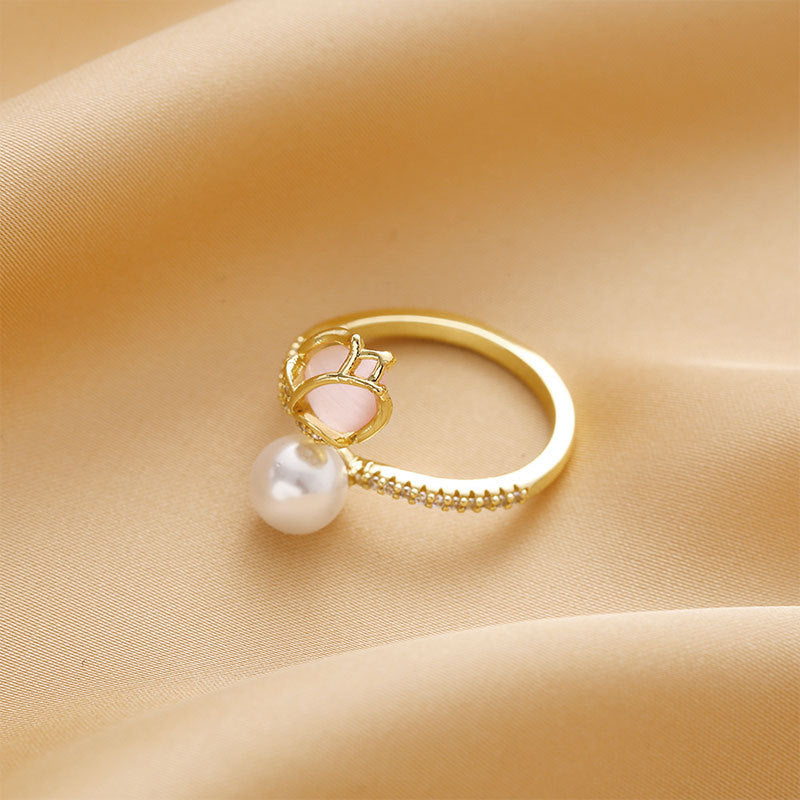 Damenring mit floralen Akzenten und edler Perle Shop Nory