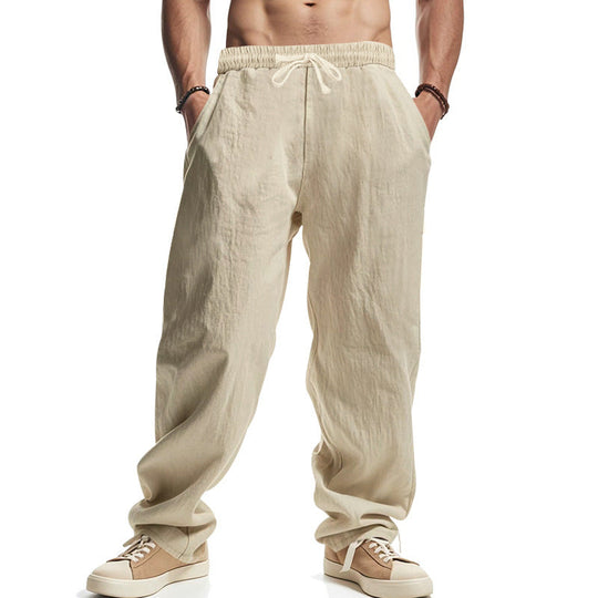 Herren Leichte Leinenhose mit elastischem Bund und praktischen Eingrifftaschen