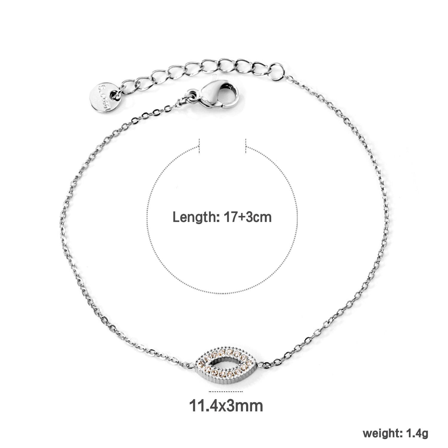 Damen zartes Armband mit funkelndem Auge-Anhänger Shop Nory