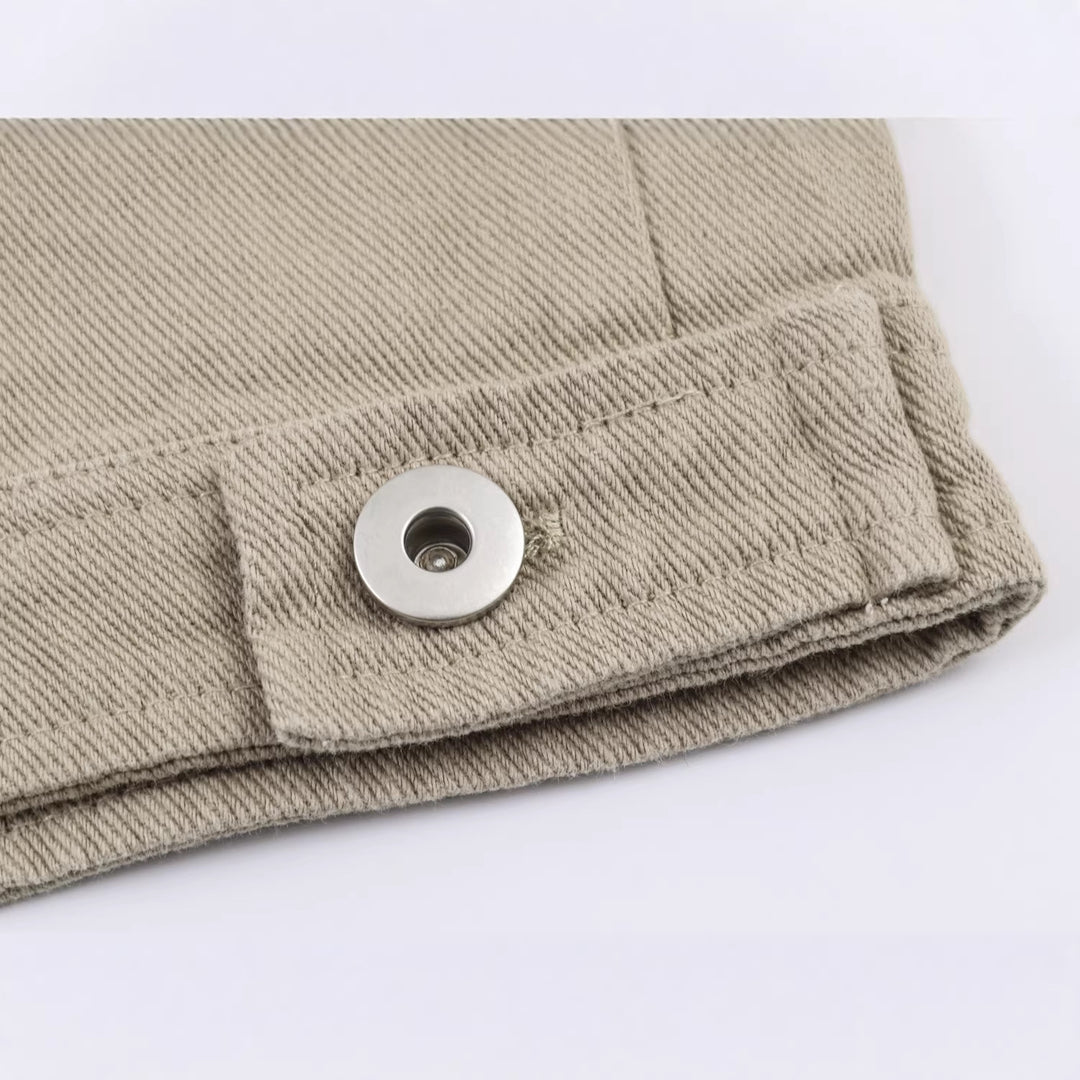 Herren Oversized Canvas-Jacke mit Cordkragen, Knopfverschluss und verdeckter Brusttasche Shop Nory