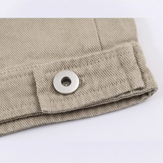Herren Oversized Canvas-Jacke mit Cordkragen, Knopfverschluss und verdeckter Brusttasche Shop Nory