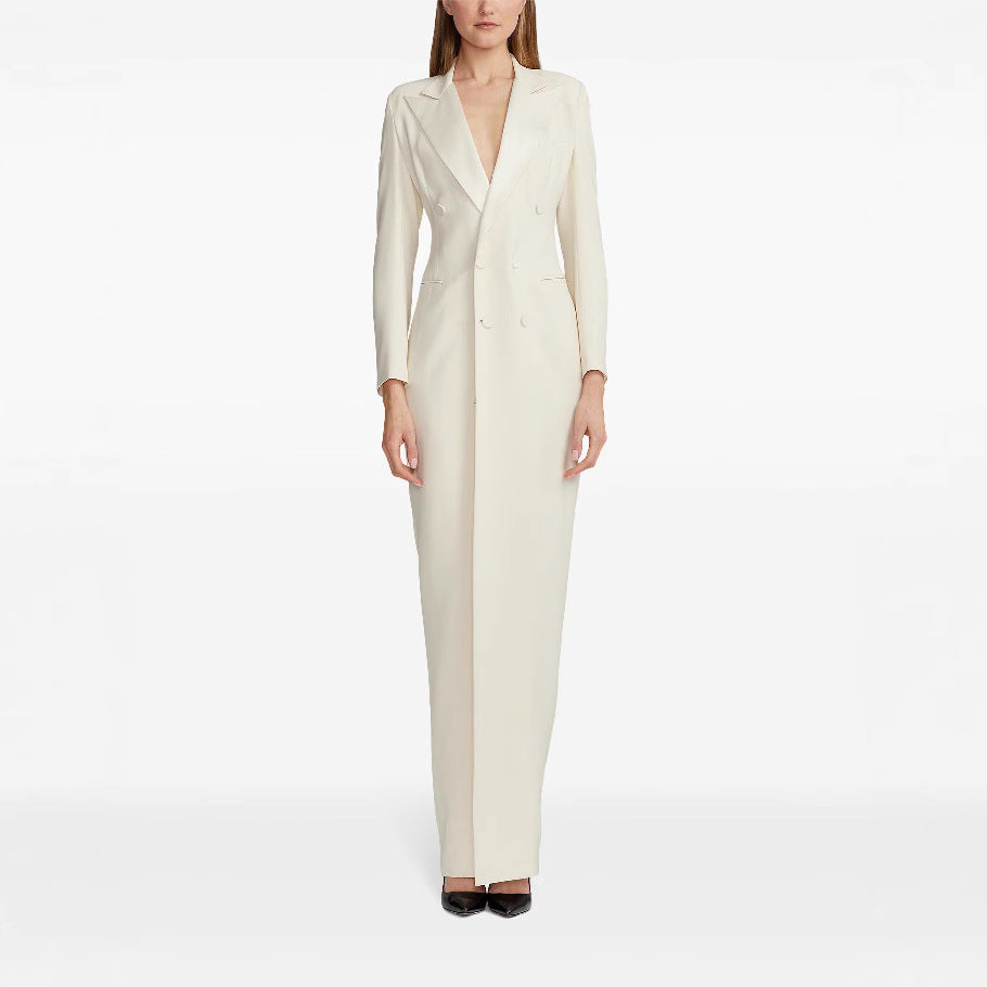Damen Lange Smokingsakko-Kleid mit tailliertem Schnitt und Beinschlitz Shop Nory