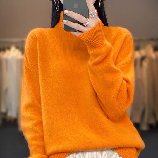Damen Oversize Feinstrickpullover mit hohem Rollkragen und Seitenschlitzen Shop Nory