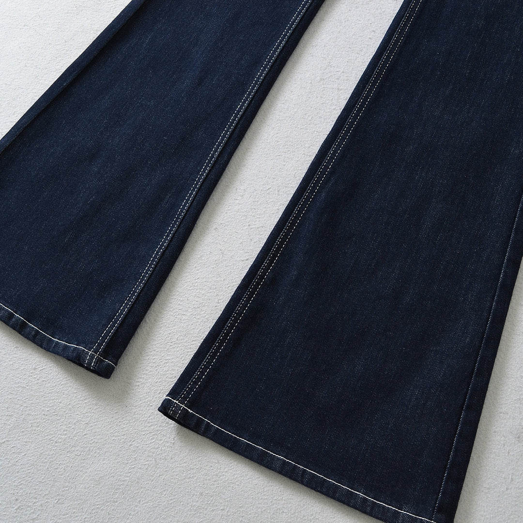 Damen Flared-Jeans mit dekorativer Mittelnaht und Kontrastnähten Shop Nory