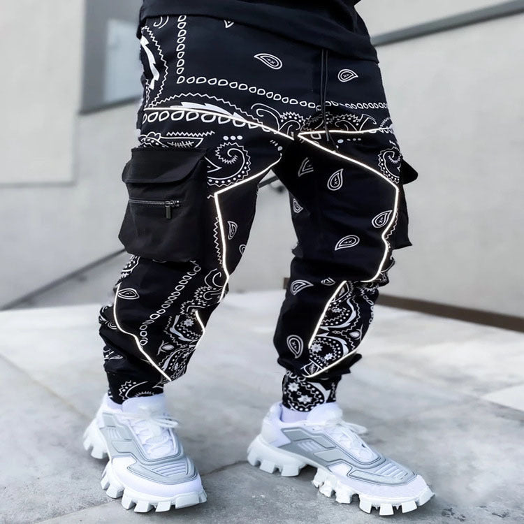Herren Cargo-Jogginghose mit Bandana-Print, Kordelzug & Mehrfachtaschen Shop Nory