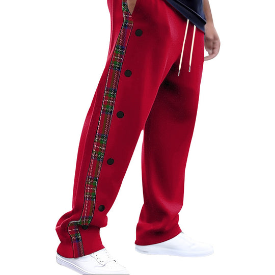 Herren lockere Jogginghose mit seitlichem Karostreifen und Druckknopfleiste Shop Nory