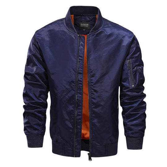 Herren leichter Nylon-Bomberjacke im Aviator-Style mit Ärmel-Utilitytasche Shop Nory