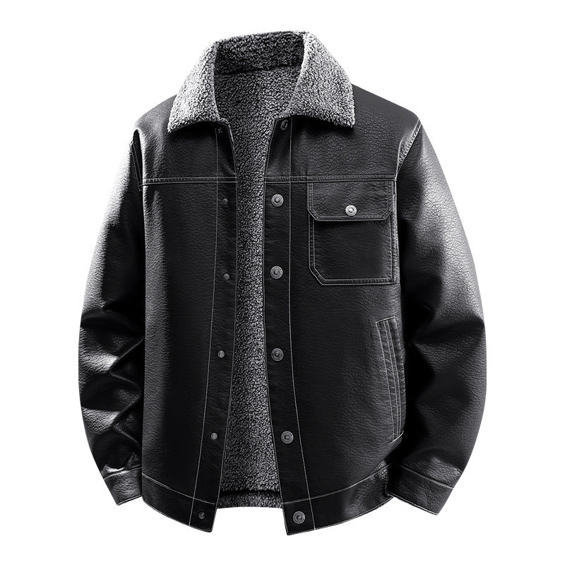 Herren Edle Kunstlederjacke mit weichem Teddyfutter Shop Nory