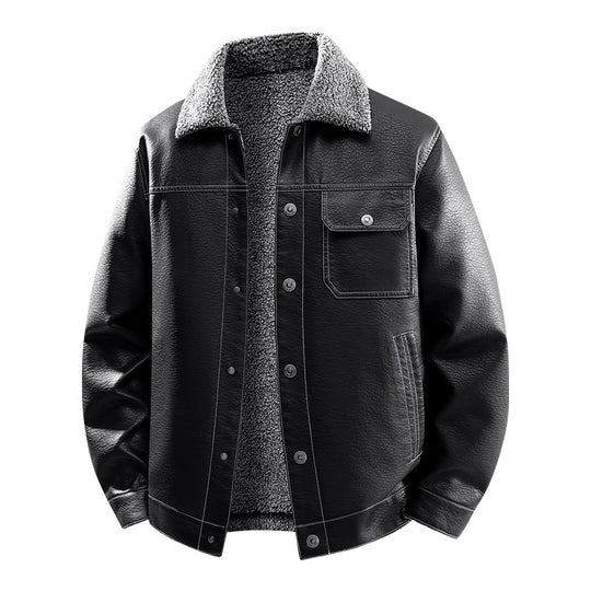 Herren Edle Kunstlederjacke mit weichem Teddyfutter Shop Nory