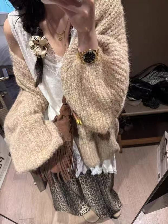 Damen Komfortabler Strick-Cardigan mit weitem Schnitt Shop Nory