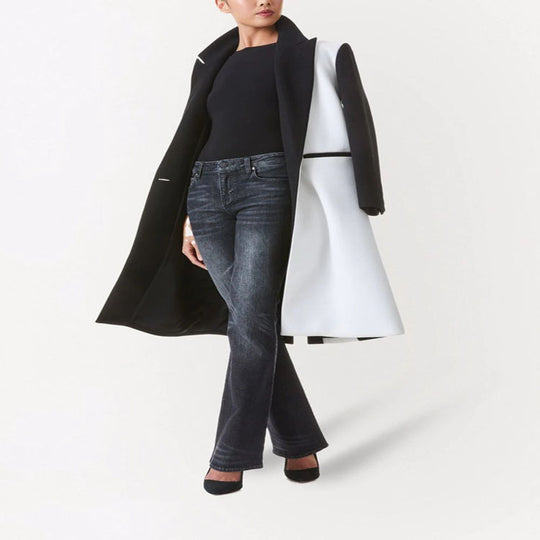 Damen Taillierter Midi‑Longcoat im Clean‑Tailoring mit kontrastiertem Innenfutter und Schalkragen Shop Nory