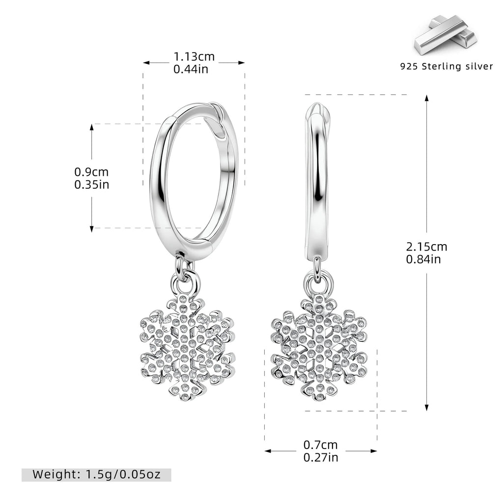 Damen Ohrhänger mit filigranem Schneeflocken-Design aus 925 Sterling Silber Shop Nory