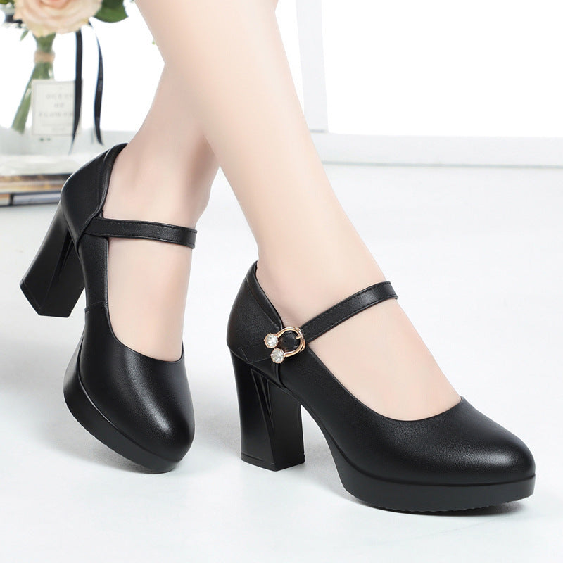 Damen Mary Jane Pumps mit Riemchen und elegantem Blockabsatz
