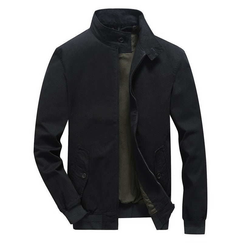 Herren leichter Canvas-Fieldbomber mit Stehkragen, verdecktem Reißverschluss und Pattentaschen Shop Nory