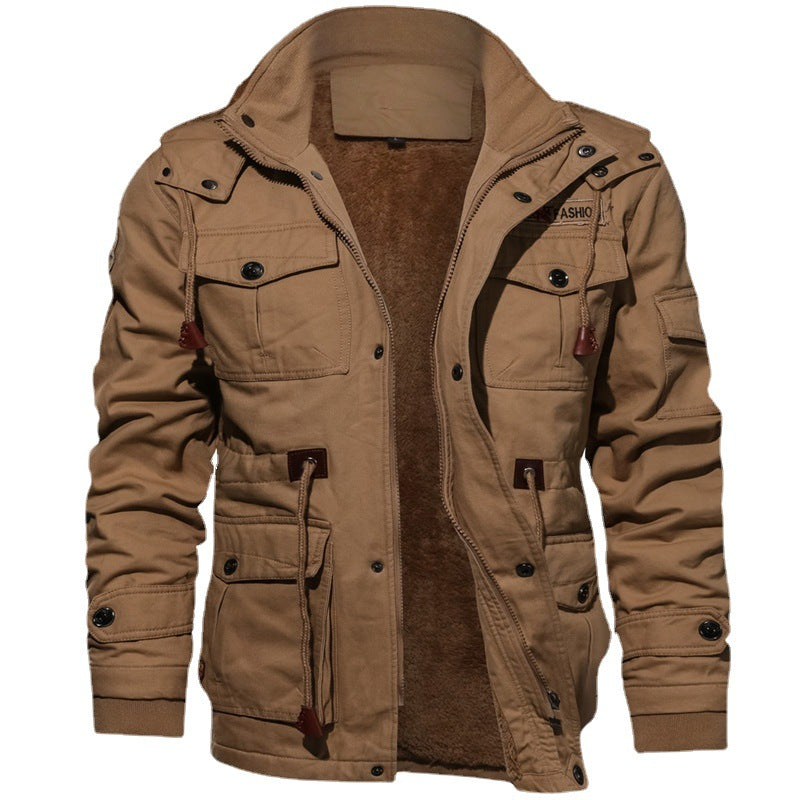 Herren winddichte Multifunktions‑Fieldjacke aus Canvas mit wärmender Teddyplüsch‑Innenlage und verstellbarem Kordzug Shop Nory
