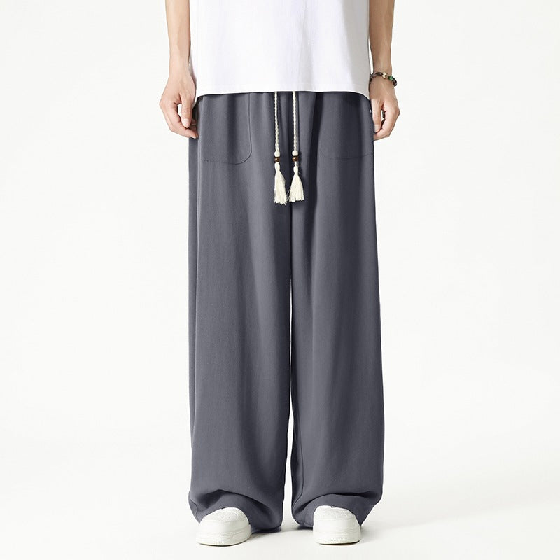 Herren Weit geschnittene Lounge-Hose mit Quasten-Kordel, elastischem Bund und aufgesetzten Taschen Shop Nory