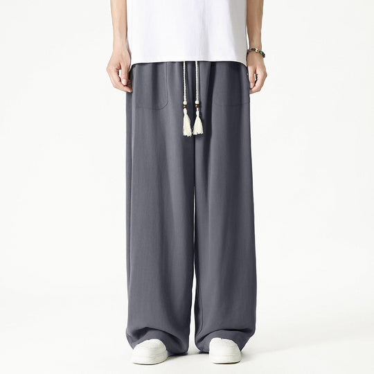 Herren Weit geschnittene Lounge-Hose mit Quasten-Kordel, elastischem Bund und aufgesetzten Taschen Shop Nory