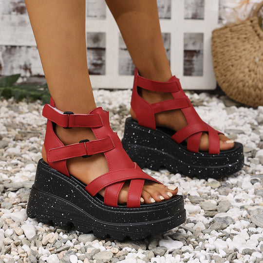 Damen Wedge-Sandalen mit verstellbaren Riemen und komfortablem Fußbett