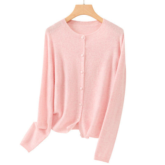 Damen Feiner Rundhals-Cardigan aus softem Feinstrick mit durchgehender Knopfleiste Shop Nory