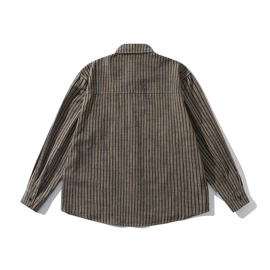 Herren Oversize Langarm-Hemd aus Flanell mit feinen Längsstreifen und Brusttasche Shop Nory
