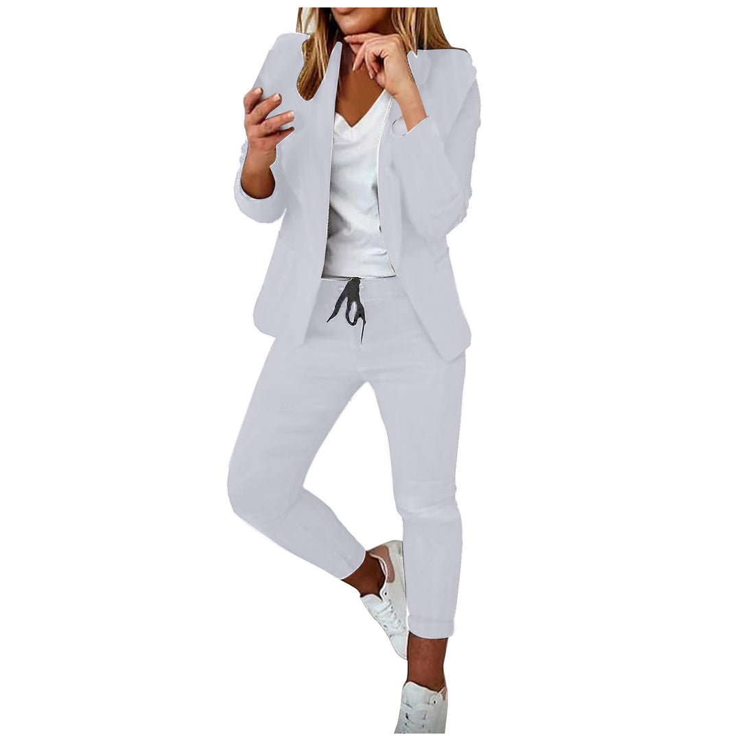 Damen nan lässiges Hosenanzug-Set mit Joggerhose, Kordelzug und tailliertem Blazer Shop Nory