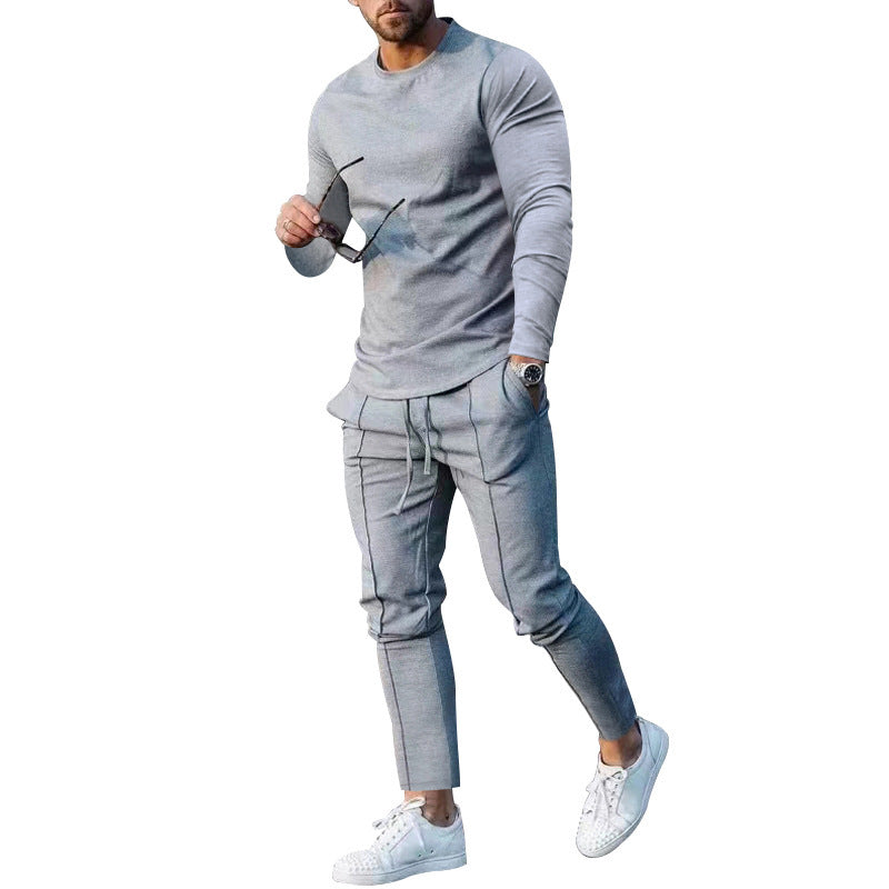 Herren nan athletisches Longsleeve- und Nahtdetail-Jogginghose-Set mit schlanker Passform Shop Nory