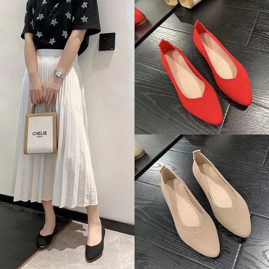 Damen elegante und atmungsaktive Ballerinas mit flexiblem Fußbett
