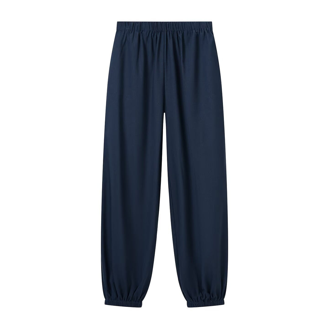 Damen Zweiteiliges Relax-Set im Tang‑Stil mit Stehkragen, Knotenverschlüssen und elastischen Beinabschlüssen Shop Nory