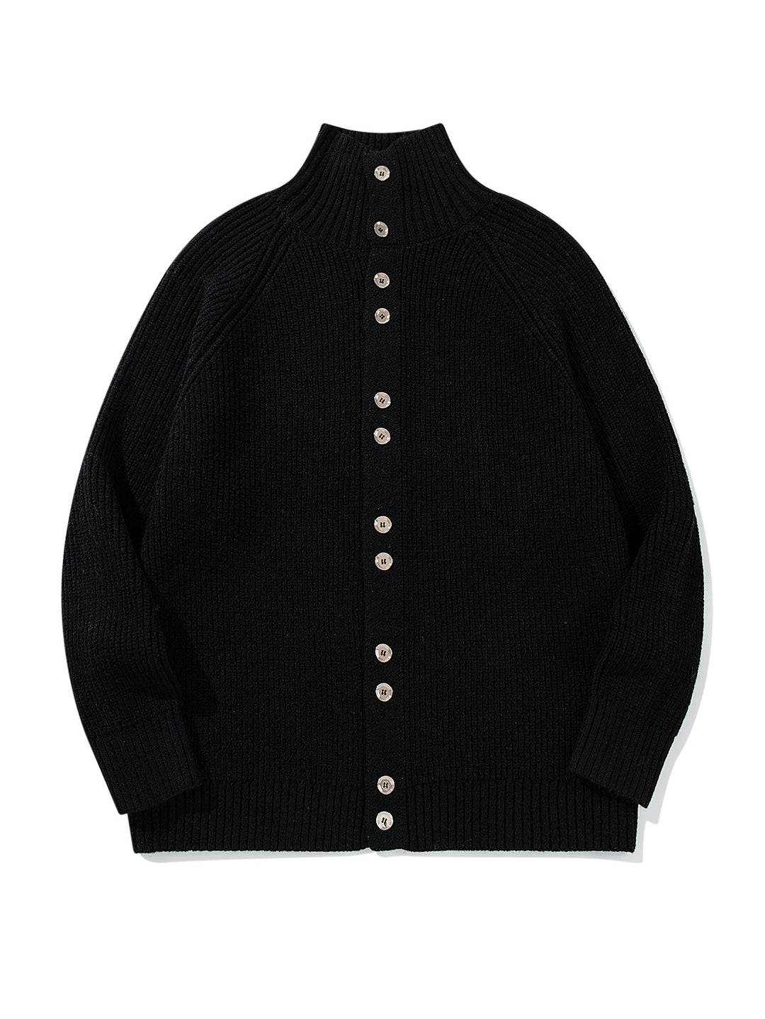 Damen Grobgestrickter Long-Cardigan mit Stehkragen und durchgehender Knopfleiste Shop Nory
