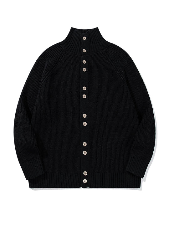 Damen Grobgestrickter Long-Cardigan mit Stehkragen und durchgehender Knopfleiste Shop Nory