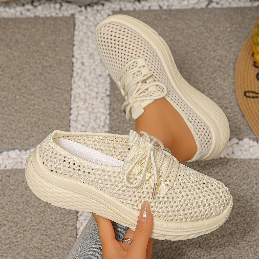 Damen Atmungsaktive Mesh-Sneaker mit elastischem Schnürsystem und rutschfester Sohle