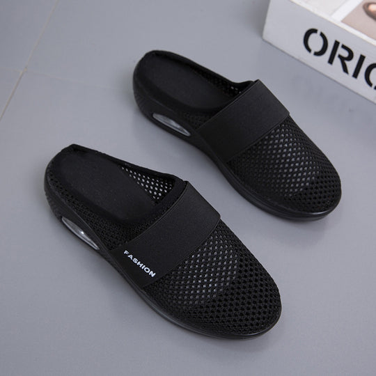 Damen Halbschuh-Slipper mit atmungsaktivem Strickobermaterial, elastischem Mittelfußriemen und Dämpfungssohle Shop Nory
