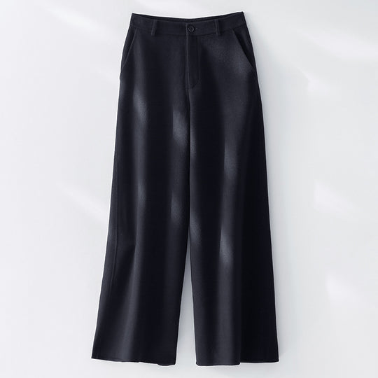 Damen Weite Wollhose mit hohem Bund und Taschen Shop Nory
