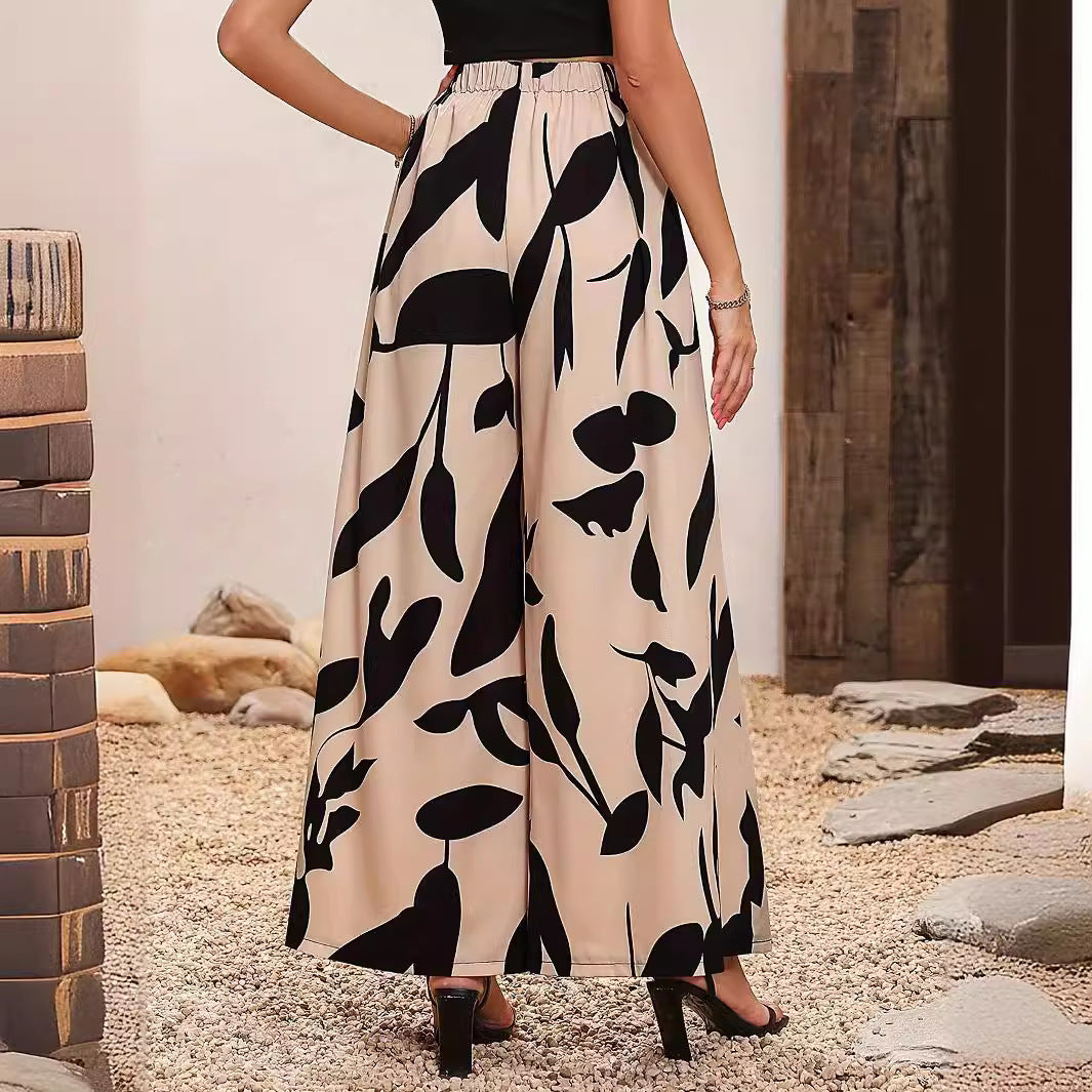 Damen Hochtaillierte Sommerhose mit floralem Druck