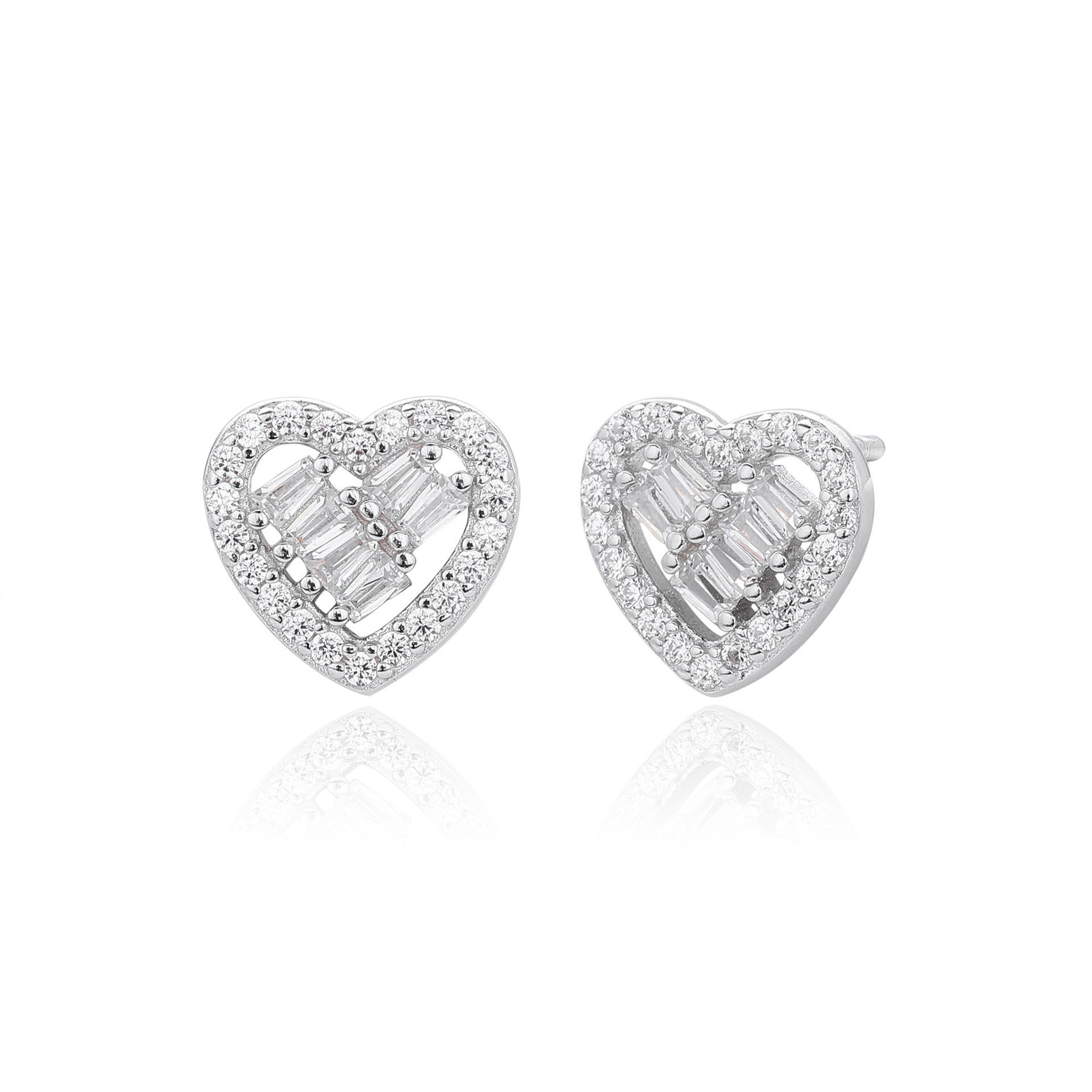 Damen Ohrstecker im romantischen Herzdesign mit funkelnden Zirkonia und 925 Sterling Silber Shop Nory