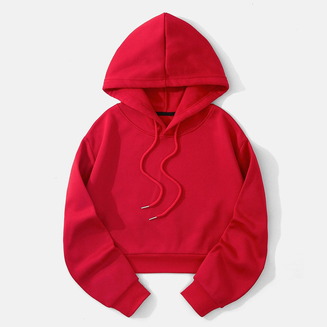 Damen nan cropped Kapuzenpullover mit weichem Fleece‑Innenfutter und elastischem Rippbund Shop Nory