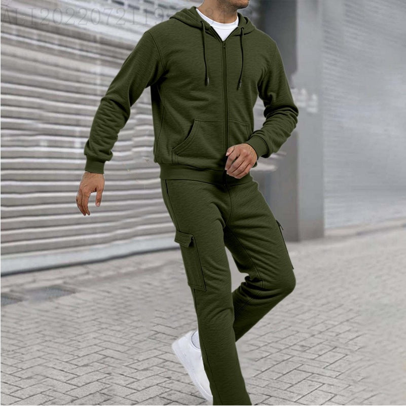 Herren nan athletischer Zip-Sweatset mit Cargo-Jogginghose, ergonomischen Nähten und gerippten Bündchen Shop Nory