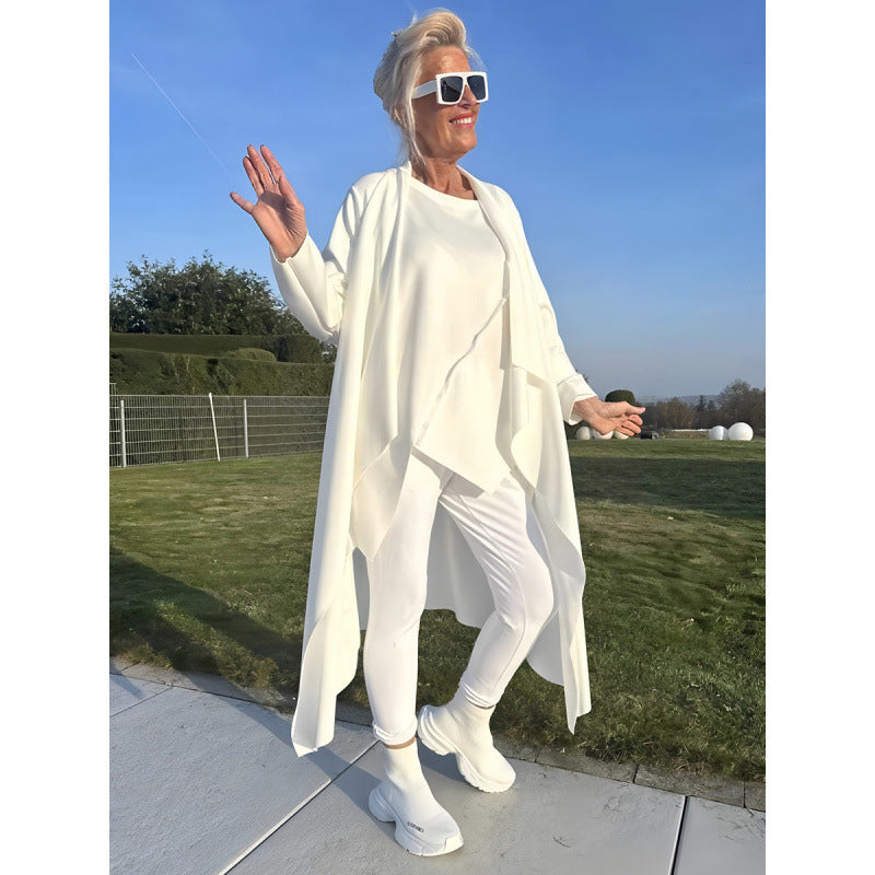 Damen Langer Fließender Longcardigan mit Wasserfall-Saum und Eingrifftaschen Shop Nory