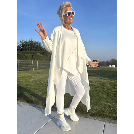 Damen Langer Fließender Longcardigan mit Wasserfall-Saum und Eingrifftaschen Shop Nory