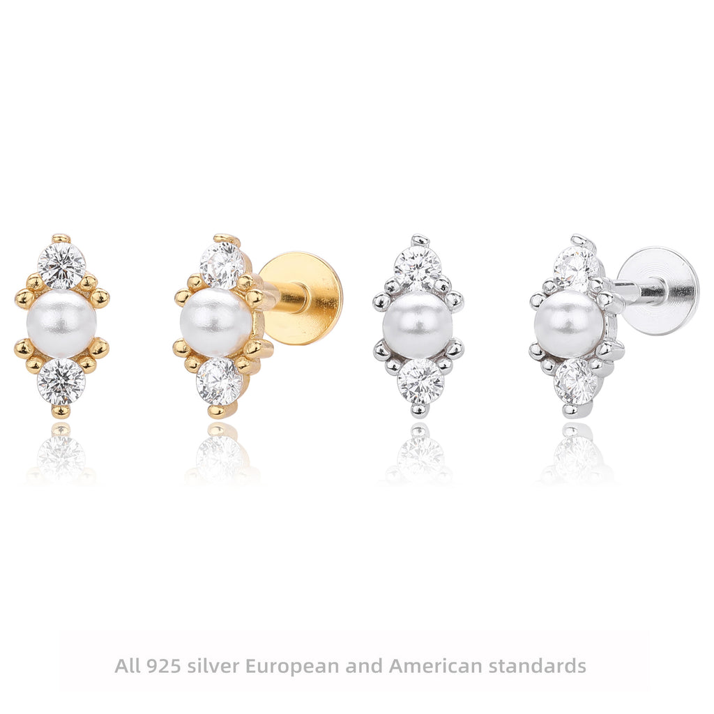 Damen Ohrstecker mit luxuriösen Zirkon- und Perlenakzenten aus hochwertigem 925 Sterling Silber Shop Nory