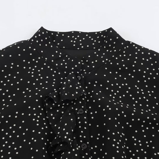 Damen Midikleid mit Rüschenfront, Stehkragen und ausgestelltem A-Linien‑Rock Shop Nory