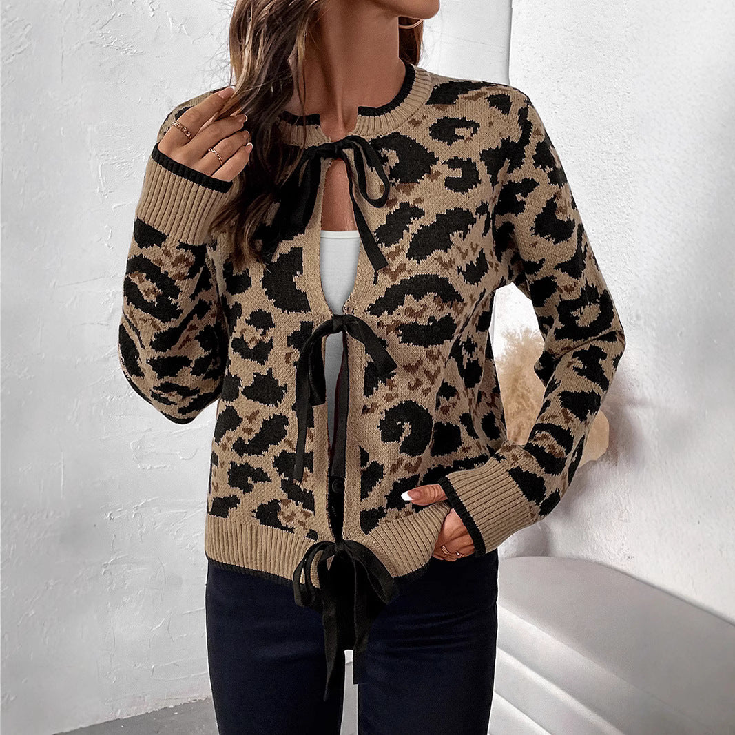 Damen Lässiger Cardigan mit Leo-Muster Shop Nory
