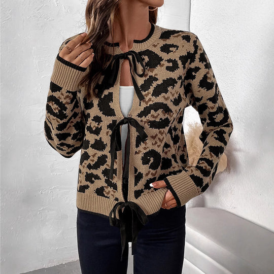 Damen Lässiger Cardigan mit Leo-Muster Shop Nory