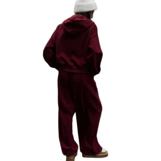 Damen oversized Kapuzenjacke mit Reißverschluss und weiten Jogginghose Lounge-Set Shop Nory