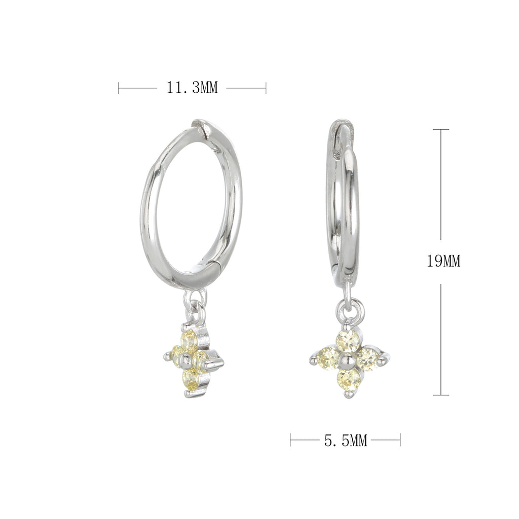 Damen Creolenohrringe mit blütenförmigen Anhängern und hochwertigem Zirkonbesatz Shop Nory